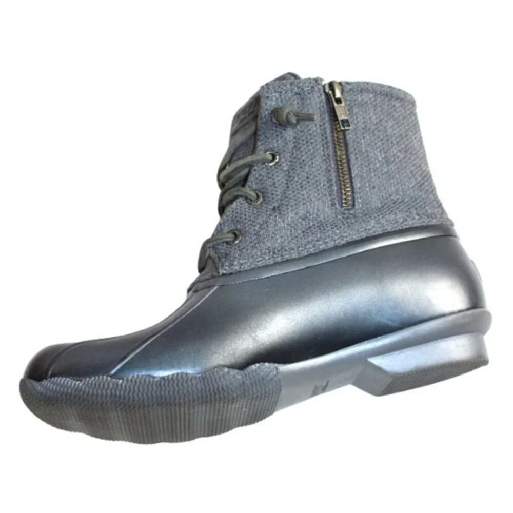 Sperry Syren Two Tone Gray Twill Graphite Gulf Duck Boot, Size 9